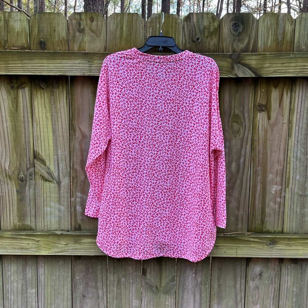 CABANA BY CROWN & IVY Easy Breezy Baby red pink Terry Tee Womens 1X NWT NEW - Picture 4 of 8
